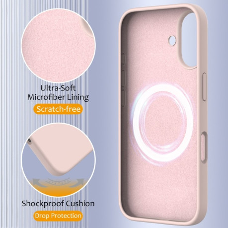 Силіконовий чохол Shockproof Silicone Magsafe для iPhone 16 Plus - рожевий