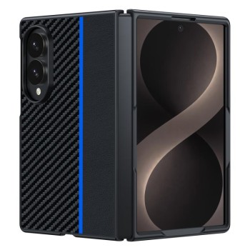 Противоударный чехол Carbon Fiber Texture Printing на Galaxy Fold8 5G — чёрный/синий