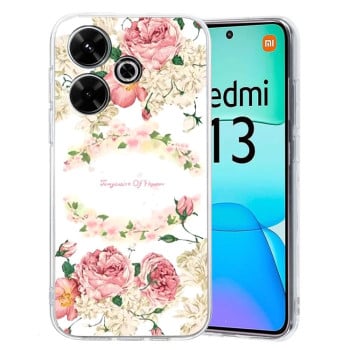 Чехол Colored Drawing Pattern Transparent TPU для Xiaomi Redmi 13 4G - Rose
