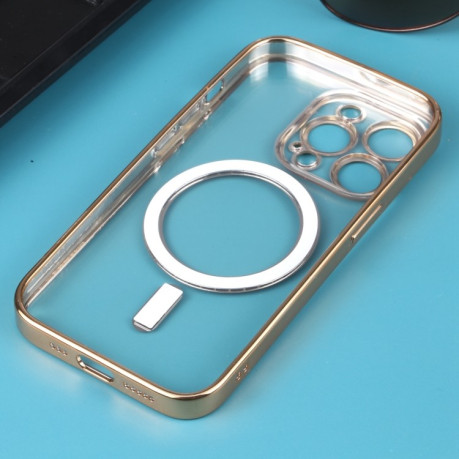 Противоударный чехол MagSafe Electroplating Straight для iPhone 14 Pro - золотой