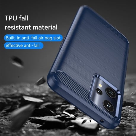 Противоударный чехол Brushed Texture Carbon Fiber на Realme 9 Pro/OnePlus Nord CE 2 Lite 5G - синий
