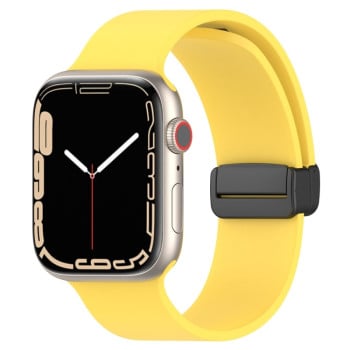 Силіконовий ремінець Magnetic Black Buckle Smooth для Apple Watch 10 46mm/Ultra 49mm / Series 8/7 45mm / 44mm / 42mm /42mm - жовтий