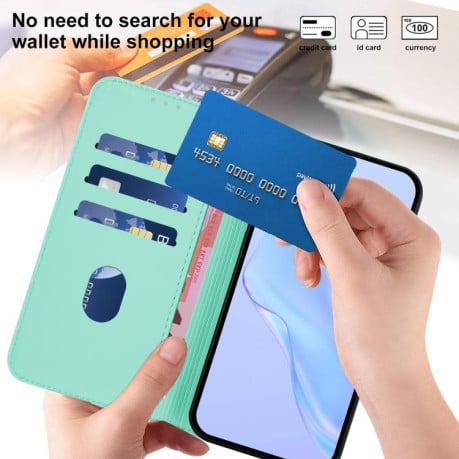Чехол-книжка с мягким покрытием (Skin Feel) со шнурком на Xiaomi Poco M7 4G 169mm - зеленый