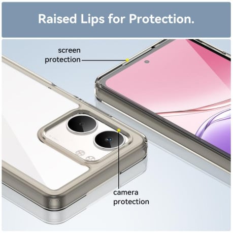 Чохол Colorful Acrylic Series із кольоровим бампером на OPPO A5x 5G - прозоро-сірий