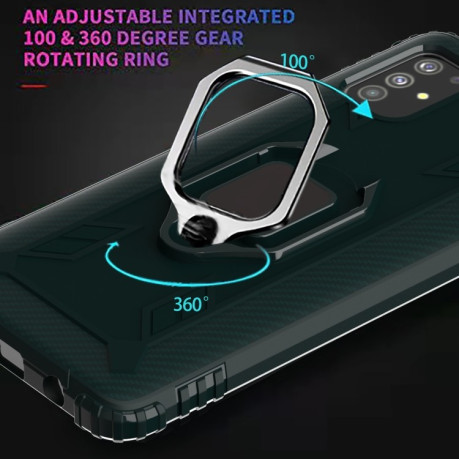 Противоударный чехол Carbon Fiber Rotating Ring на Samsung Galaxy M31s - зеленый