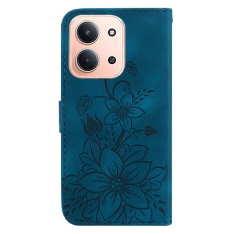 Чохол-книжка з тисненням Lily та магнітною застібкою на Xiaomi Redmi 15C 5G / 4G EU 173mm / Poco C85 5G - синій