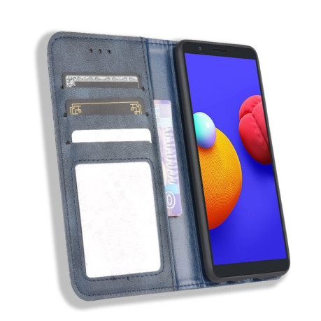 Чехол-книжка Magnetic Buckle Retro Texture на Samsung Galaxy A01 Core / M01 Core - синий