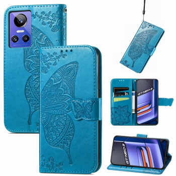 Чехол-книжка Butterfly Love Flower Embossed для Realme GT Neo 3 - синий