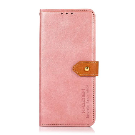 Чехол-книжка KHAZNEH Dual-color Cowhide для Samsung Galaxy S25 Edge 5G - розовое золото