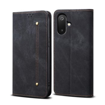 Чохол-книжка з джинсовою тканиною casual на Samsung Galaxy M06 5G - чорний
