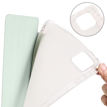 Чехол-книжка 3-fold Clear TPU Smart Leather Tablet Case with Pen Slot для iPad Pro 11 2024 - зеленый