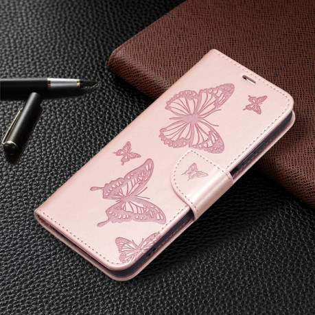 Чехол-книжка Butterflies Pattern на Xiaomi Redmi 10 - золотой