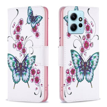 Чохол-книжка Colored Drawing Pattern для Xiaomi Redmi Note 12 4G - Peach Blossom Butterfly