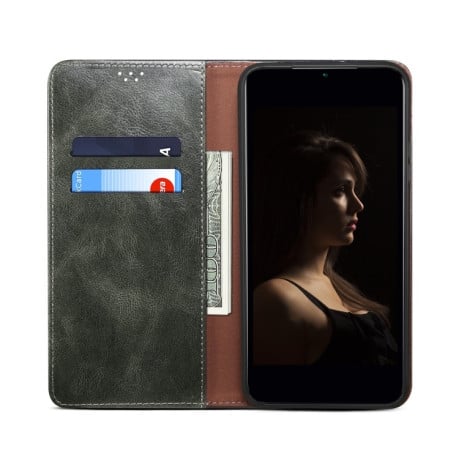 Чехол-книжка Simple Wax Crazy Horse для Samsung Galaxy A04 4G - зеленый