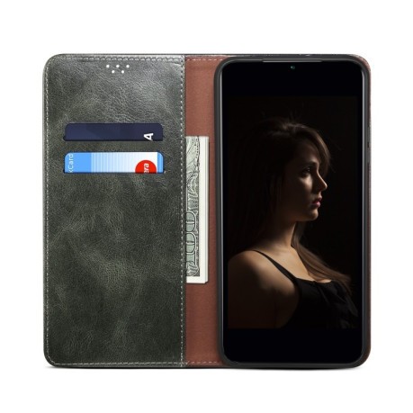 Чехол-книжка Simple Wax Crazy Horse для Samsung Galaxy A05s - зеленый