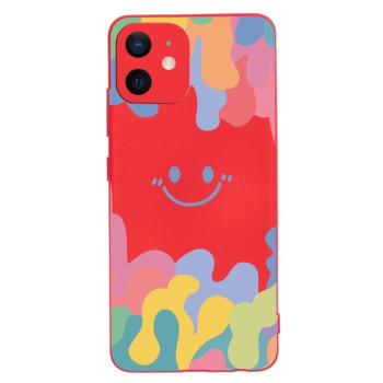 Противоударный чехол Painted Smiley Face для iPhone 11 - красный
