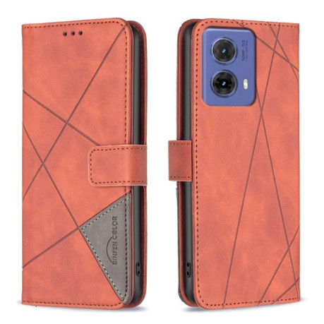 Чехол-книжка Rhombus Texture для Motorola Moto G85 - коричневый
