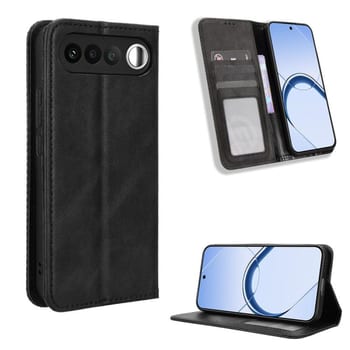 Чохол-книжка Magnetic Buckle Retro Crazy Horse Texture на Realme 16 5G — чорний