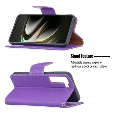 Чехол-книжка Litchi Texture Pure Color на Samsung Galaxy S22 5G - фиолетовый