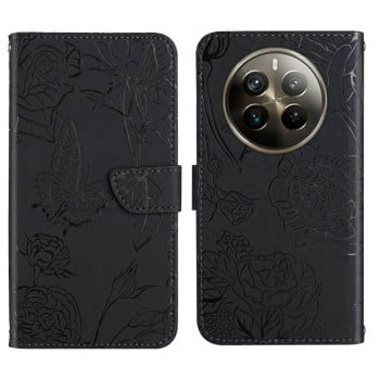 Чехол-книжка Skin Feel Butterfly Embossed для Realme 12 Pro / 12 Pro+ - черный