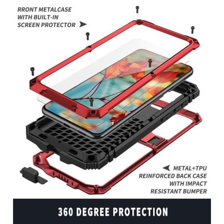 Противоударный металлический чехол R-JUST Dustproof на Samsung Galaxy S21 - красный