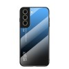 Стеклянный чехол Gradient Color на Samsung Galaxy S21 FE - синий
