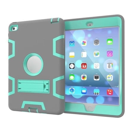 Противоударный чехол Kickstand Detachable 3 in 1 на iPad mini 4 -серо-бирюзовый