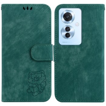 Чохол-книжка Little Tiger Embossed Leather на OPPO Reno11 F Global - зелений
