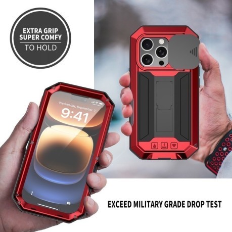 Противоударный чехол R-JUST Sliding для iPhone 16 Pro Max - красный