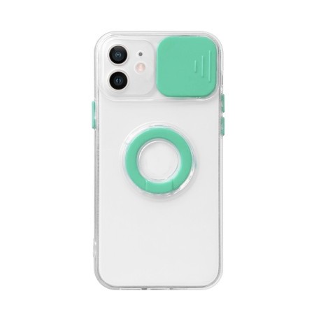 Противоударный чехол Sliding Camera with Ring Holder для iPhone 14/13 - прозрачно- зеленый