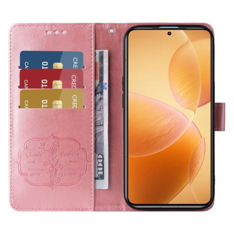 Чохол-книжка Embossed Butterfly для Xiaomi 14T Pro – рожеве золото