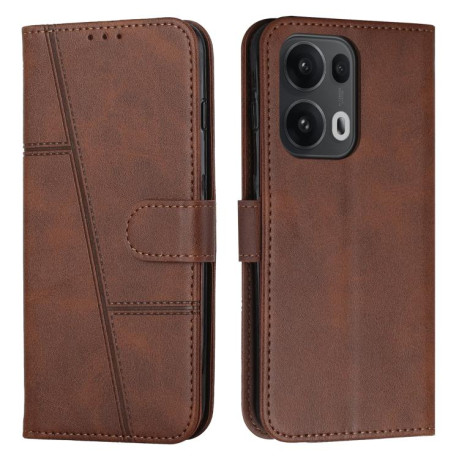 Чехол-книжка Stitching Calf Texture для OPPO Reno13 Pro 5G Global - коричневый