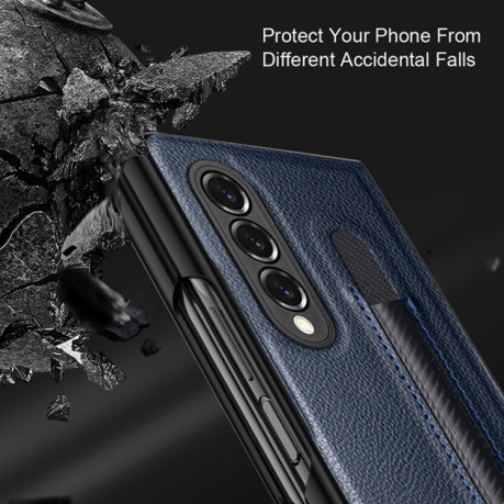 Протиударний чохол Litchi Pattern Foldable Samsung Galaxy Z Fold3 5G - чорний