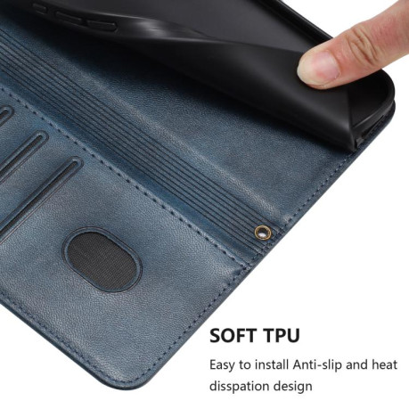 Противоударный чехол Racing Line Splicing Buckle Retro Leather для Realme GT 7 Pro - синий