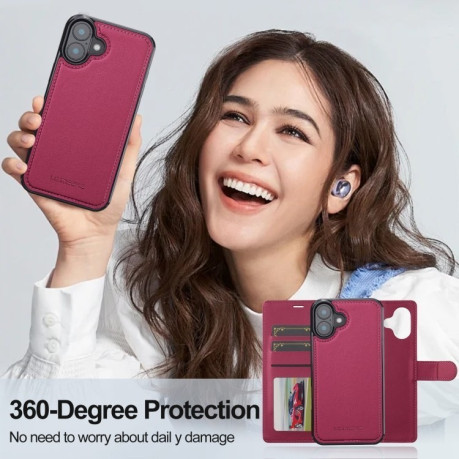 Чохол-книжка LCIMEEKE L2 Series Detachable Magsafe для iPhone 16 - червоний