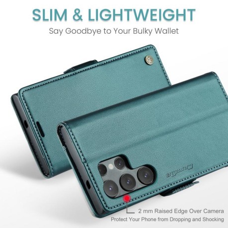 Чехол-книжка CaseMe 023 Butterfly Buckle Litchi Texture RFID Anti-theft Leather для Samsung Galaxy S25 Ultra 5G - зеленый