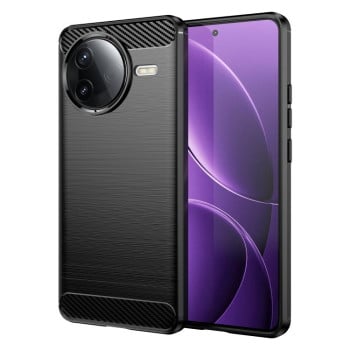 Протиударний чохол Brushed Texture Carbon Fiber на Xiaomi Poco F7 Pro 5G - чорний