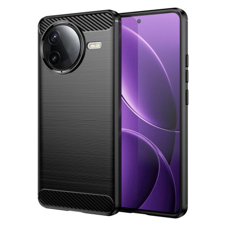Противоударный чехол Brushed Texture Carbon Fiber на Xiaomi Poco F7 Pro 5G - черный