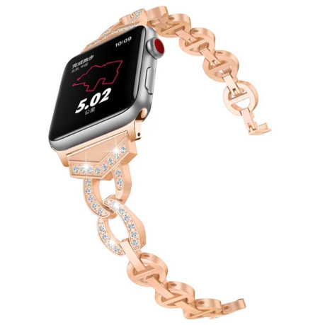 Ремешок 8-shaped VO Diamond-studded Solid Stainless Steel для Apple Watch Series 3 / 2 &amp;/1 38mm-розовое золото