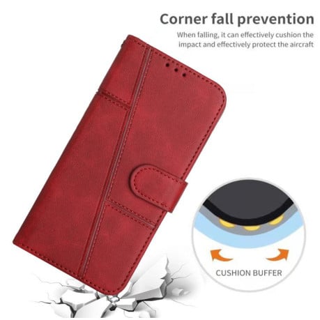 Чохол-книжка зі строчкою та фактурою Calf з магнітним хлястиком на Infinix Smart 20 4G — червоний