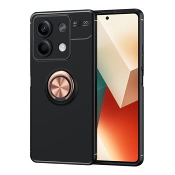 Ударозащитный чехол Metal Ring Holder для Xiaomi Redmi Note 13 - черно-золотой