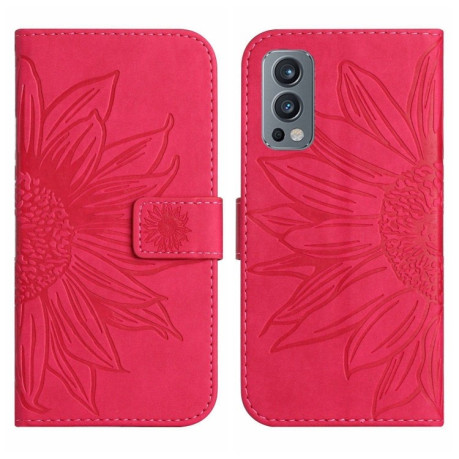 Чехол-книжка Skin Feel Sun Flower для OnePlus Nord 2T - пурпурно-красный