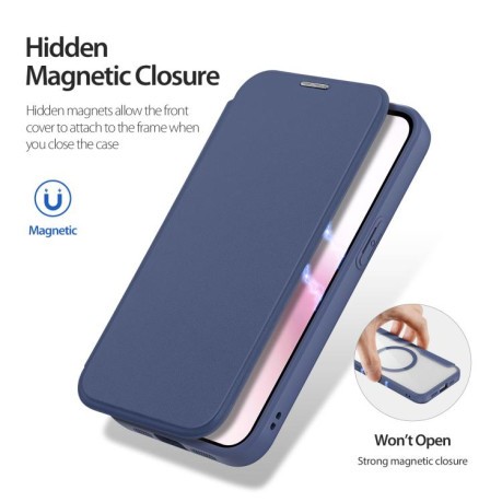 Чохол-книжка DUX Skin X Pro Series Magsafe на iPhone 16e - синій