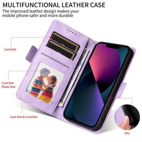 Чохол-книжка Embossed Rhombus Starry Leather для Motorola Moto G15/G15 Power - фіолетовий