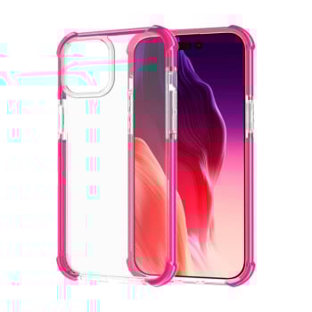 Противоударный акриловый чехол Four-corner на iPhone 15 Plus -прозрачно-розовый