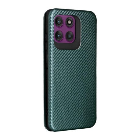 Чехол-книжка Carbon Fiber Texture на Motorola Edge 60 Pro - зеленый