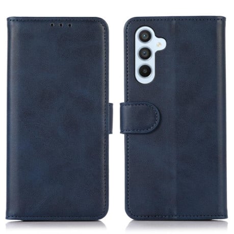 Чехол-книжка с фактурой Cow с магнитным хлястиком на Samsung Galaxy S25 FE 5G - синий