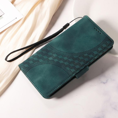 Чехол-книжка Embossed Rhombus Starry Leather для Xiaomi Redmi Note 14 4G 164.84mm - зеленый