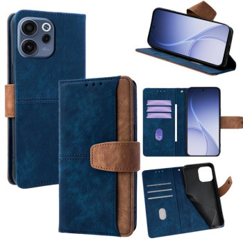 Чохол-книжка Color Stitching Skin Feel із захистом від сканування RFID та магнітним хлястиком для OPPO Reno15 F 5G — синій