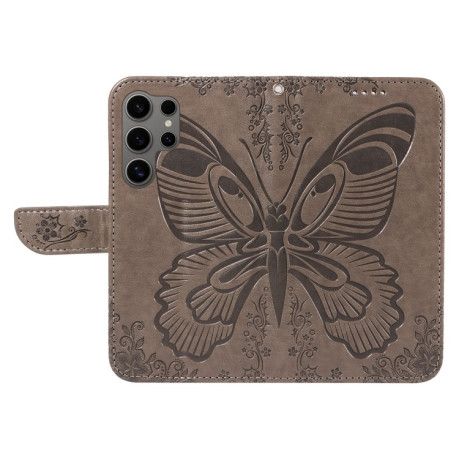 Чохол-книжка Swallowtail Butterfly Embossed Leather для Samsung Galaxy S25 Ultra 5G - сірий